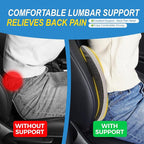 Lumbar Support Pillow for Car, Memory Foam Lumbar Pillow for Lower Back Pain Relief - Back Cushion for Driving, Chair Support for Car-Office Chair, Wheelchair - Matte Gray