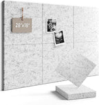 Fluxynara Felt Bulletin Board Tiles -28"x18" Cork Board Alternative for Office Decor, Push Pin Board Wall Organizer 6-Pack -Marble Gray