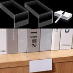 Containlol 60 Sets Moveable Shelf Label Display Holders with Label Inserts and Marker Clear Shelves Tag Plastic Shelf Markers Teachers Gift for Classroom Office Book Shelves(6.5 x 3 x 1.57 Inch)