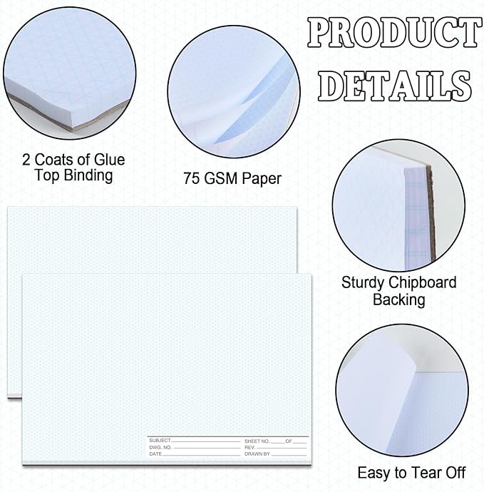 1 Pack 50 Sheets 11" x 17" Isometric Graph Paper Pad Landscape for 3D Designs Architecture Landscaping Engineering Drafting (Landscape)