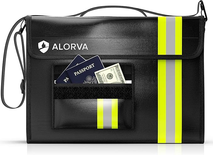 Upgraded Fireproof & Waterproof Document Bag – Lockable 17”x 12”x 5” with Wallet Protector - Reflective to Find Fast at Night – Shield Documents & Valuables from Fire & Water - Firefighter Designed