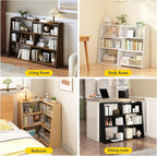 IOTXY Wooden Extendable Shelf Bookcase - 3-Tier Ladder Low Short Bookshelf for Small Space or Corner, White, S