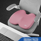 Skechers Seat Cushion, Ergonomic Memory Foam Cushion for Long Sitting Hours on Office & Home Chair, Car Seat Cushion for Sciatica, Coccyx Cushion,Pink