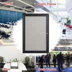 36×24 Inch Lockable Enclosed Bulletin Board, Weather-Resistant Outdoor Noticeboard with Locking Doors, Wall-Mounted Black Aluminum Frame & Grey Felt Presentation Board