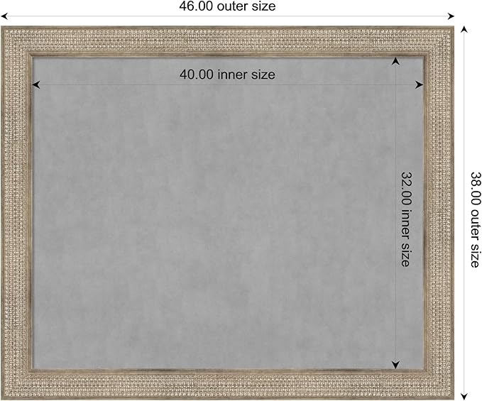 Amanti Art Silver Framed Magnetic Board 38x46 X-Large Vision Board for use with Magnets, 100% Metal Sheet to Display Items as Office Decor or for Home Organization in mudroom, Kitchen or Kids Room