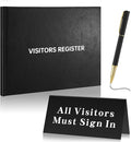 Affrolling 3 Pcs Visitor Log Book Set 120 Pages 8 7/8" x 7" Visitor Register Book Must Sign in Black Pens for Office Visiting Desk Wedding Reception and Events Reception Supplies