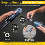 Luminoire Car Vacuum Portable Cordless, 18500Pa Cordless 2-in-1 Vacuum & Air Duster, 5000mAh Battery, 130W Brushless Motor, Handheld with LED Light, Multi Nozzles for Car, Home, Office, Pet
