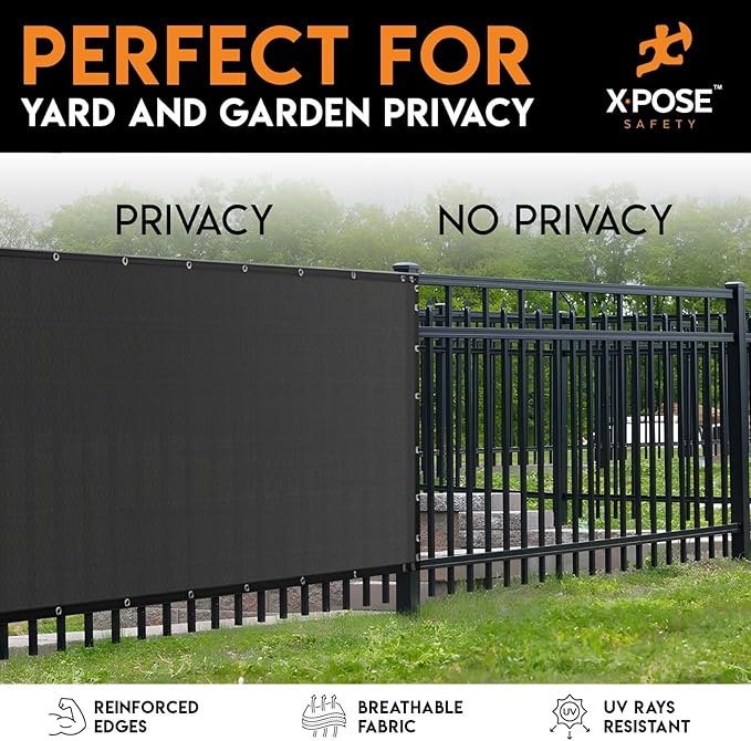 Xpose Safety Privacy Fence Screen 4’ x 50’ – Heavy Duty Black Mesh with 90% Visibility Block, UV Protection – Includes Cable Ties – for Garden, Yard, Nursery, Kennel, Dog Run, Greenhouse