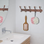 SKOLOO Modern Metal Wall Coat Rack with 5 Hooks, Pack of 2, Sturdy Wall Hook Rack for Hanging Coat, Jacket, Clothes, Hat, Red Copper
