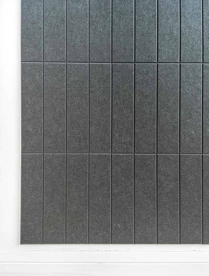 DECORITA Felt Bulletin Board Tiles | Modern Cork Board Alternative | Large Cork Boards for Walls | Aesthetic Felt Wall Panels for Office & Home Decor | Pinboard & Photo Board (24-Pack) | Gray Black