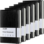 ZCZN Lined Journal Notebooks for Work, 5.5x8.3 in, 192 Pages, Hardcover Leather A5 Journals for Writing, Diary & Travel, College Ruled Journaling Notebooks for School, Office, Home (Black*6)