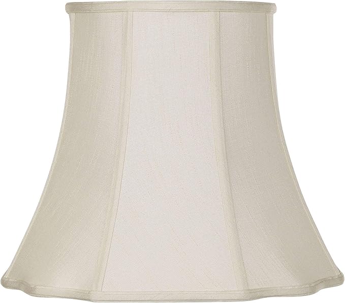 Creme Large Bell Cut Corner Lamp Shade 10" Top x 16" Bottom x 14" Slant x 13.5" High (Spider) Replacement with Harp and Finial - Springcrest