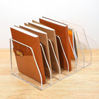 AIDIMOO Acrylic Magazine File Holder, 6 Vertical Compartments Desk Document Sorter Organizer, Clear Folder Rack Binder for Office, Documents, Tablets, Magazines, Books – Home/Classroom Rack