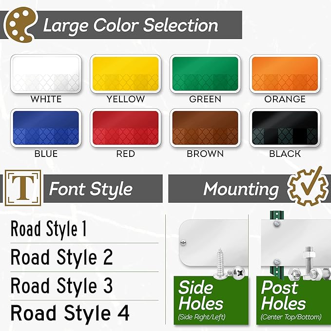 Custom Street Sign, Address Sign, 8 Colors, Reflective Option, Mounting Options, 6x24 Inch, Thick Rust-Free AlumaBond, Made in USA By My Sign Center (US State)