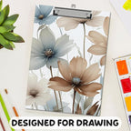 APIILVPQ Floral Clipboard, Spring Clipboards with Low Profile Clip for Office School Use, Watercolor Wooden Clip Boards for Nurses Teachers Students - A03
