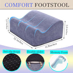 COMFelicify Foot Rest for Under Desk at Work, Ergonomic Under Desk Footrest with Washable Cover, Memory Foam Foot Stool for Office Chair & Gaming Chair, Back & Hip Pain Relief, Blue