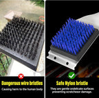 XUDAKAIXIN Grill Brush and Scraper, Dual Grip Design,Extra Strong BBQ Cleaner Accessories,Safe Nylon Bristles Barbecue Triple Scrubbers Cleaning Brush for Cast Iron Grates/Porcelain/Charcoal Grill