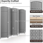 Sorbus 6 Panel Room Divider 6 ft. Tall - Privacy Screen, Extra Wide Double Hinged Panels, Mesh Hand-Woven Design, Partition Room Dividers and Folding Privacy Screens, Wall Divider for Room Separation