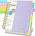 Spiral Notebook Journal with Removable Dividers Tabs, 300 Pages Hardcover Leather 5 Subject College Ruled Notebook, 6.1"x8.2" Large A5 Lined Journal for Women, Spiral Notebook for Work School, Purple