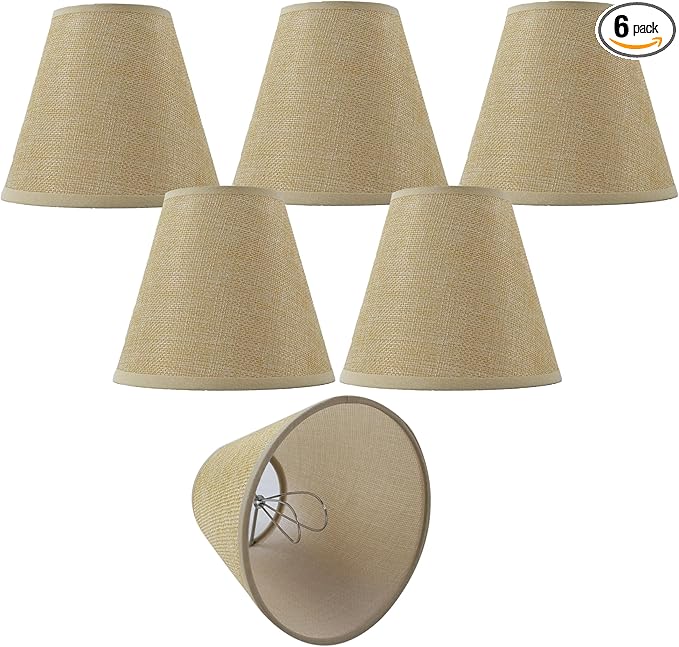 TAaMTYH small lamp shade chandelier shades set of 6，Fabric Lampshade for Wall Lamp，chandelier shades，small table lamps，For Cutting Edge bulbs, Clip-on Fitter Lampshade，3" X 6" X 5"
