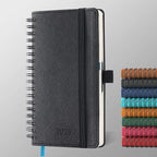 IN-LUXPRO Planner 2026 Daily Weekly and Monthly,6.5"x3.75",12 Months Spiral Bound Calendar Agenda with Self-adhesive Pen Holder,2026 Appointment Book with Vegan Leather Soft Cover,Black