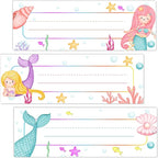 Mermaid Name Tags for Students - Under The Sea Name Plates for Classroom Desks, 30 Pack (07)