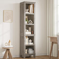 IDEALHOUSE 71" Farmhouse Bookshelf w/Adjustable Shelves & 31.5 in Whidth, 5 Tier Tall Bookshelf with Wooden Legs, Vintage Wooedn Book Shelf for Living Room Office (Gray, 71.3" H x 15.7" W x 11.8" D)