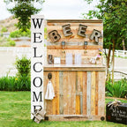 Tall White Welcome Sign - 6ft Rustic Farmhouse Decor for Front Door & Porch