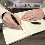 FANSTIK, Customized Fountain pen with name (MADE IN USA), stainless steel, black and gold, luxury engraved pen personalized for men and for women. (Fountain Black-Gold)