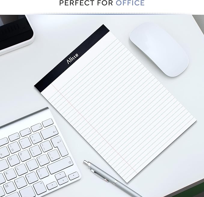 Alitte Legal Notepads 8.5 x 11, Pack of 3 - Perforated Wide Ruled Writing Pad - Premium Thick Paper, No Ink Bleeding - Blank Legal Pads For Home, Office, School, Business - 50 Sheets Per Notebook