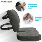 FORTEM Seat Cushion, Office Chair Cushion, Lumbar Support Pillow for Office Chair, Memory Foam Sciatica Coccyx Tailbone Pressure Pain Relief, Car Sitting Pad, Washable Non Slip