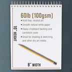 U.S. Art Supply 8"x10" Top Spiral Bound Sketch Book, 2 Pack, 100 Sheets Each, 60lb (100gsm), Acid-Free, Artist Sketchbook, Drawing Pad for Adults & Students