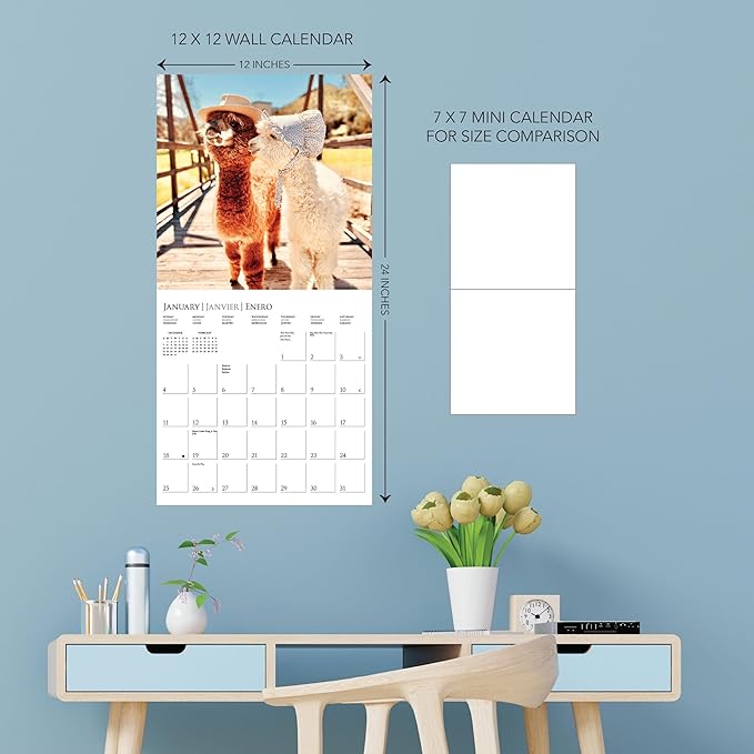 Graphique 2026 Little Alpaca on the Prairie Wall Calendar | 12” x 12” | Thick Paper | Home & Office Organizer | Large Monthly Grid | 3 Languages & Marked Holidays | 4 Month Preview Page for 2027