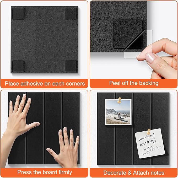 Cork Boards for Walls 48" x 36" Felt Board Alternative, 12 Pack Felt Wall Tiles Bulletin Board, Large Cork Board for Office Pin Board Tack Board Cork Boards