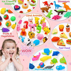 80PCS Mini Animal Erasers for Kids Bulk Small Toys, 3D Cute Erasers Desk Pets Treasure Box Toys Prizes for Classroom School Supplies Teacher Must Haves Students Gifts Kids Party Favors, Random