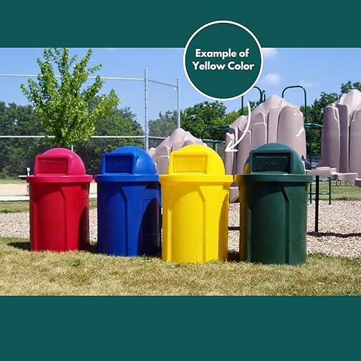 Sturdy Essentials 32 Gallon Square 100% Recycled Plastic Heavy Duty Outdoor Commercial Trash Can with Easy Access Swing Top Lid | Great for Schools and Businesses - Yellow