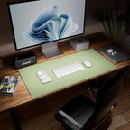 Aothia Dual-Sided Desk Pad - Leather Desk Mat, Natural Cork Desk Pad Protector, Large Mouse Pad for Desk, Waterproof Desk Blotter Pad, Desk Writing Pad for Office Work/Home, Olive Green (37.8"x17")
