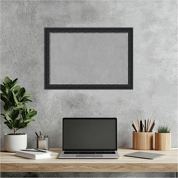 Amanti Art Black Framed Magnetic Board 14x20 Small Vision Board for use with Magnets, 100% Metal Sheet to Display Items as Office Decor or for Home Organization in mudroom, Kitchen or Kids Room