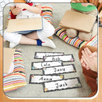 AmazingSpark 72 Pcs Composition Notebook School Name Tags for Classroom Desks in 6 Styles Composition Classroom Decor 9 x 3 Inches Desk Nameplates for Student Name Tag Labels Kindergarten Preschool