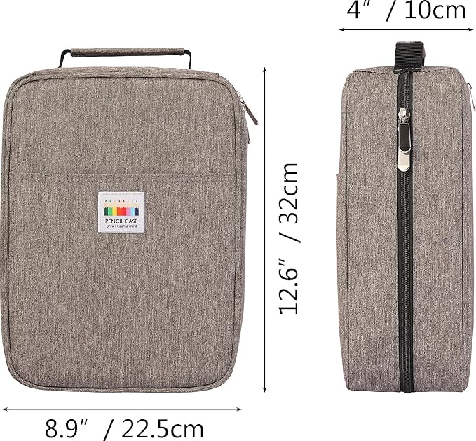 JAKAGO 274 Slots Colored Pencil Case Large Capacity Pen Holder for Artist Painter Zipper Organizer Bag for Marker Highlighter Storage Case for Office Sketch Travel Supplies(Gray)