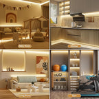PAUTIX COB LED Strip Lights with RF Remote,UL Listed Dotless LED Lights Dimmable 3000K Warm White,Super Bright 16.4ft Flexible 24V LED Tape Light,for Kitchen Cabinets,Bed,Office,Stairs Indoor Lighting