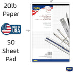 Helix - Bond Paper Pad - 1 Inch Equals 4x4 Grid - 11 Inch x 17 Inch - 50 Sheet Pad - Acid-Free - Drafting, Art, Sketching and Tracing