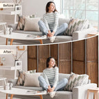 Aleesing 6 Panel Pegboard Display with 24 Hooks,Partition Room dividers, Wooden Room Divider Wall and Folding Privacy Screens, Pegboard Room Divider, Bedroom, Balcony, Dark Brown