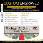 Personalized Name Plate with Choice of Mounting for Walls, Doors, Desk Holders, Cubicles, Hanging and More - Custom Light Gray Plastic Burgundy Letters - USA Made 2x8 - B21