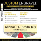 Engraved Name Plates for Door Sign Personalized Ivory Plastic Plaque with Brown Letters - Made in USA 2x12 B5