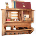 Mutsault Key Holder for Wall, Mail and Key Holder for Home Decor, Key and Mail Holder for Wall with Key Hooks, Brown