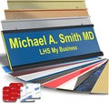 Custom Name Plate for Doors, with Choice of Mounting Holders for Walls, Doors, Cubicles, Hanging and More - Personalized Blue Plastic Yellow Letters - USA Made 2x6 - B20