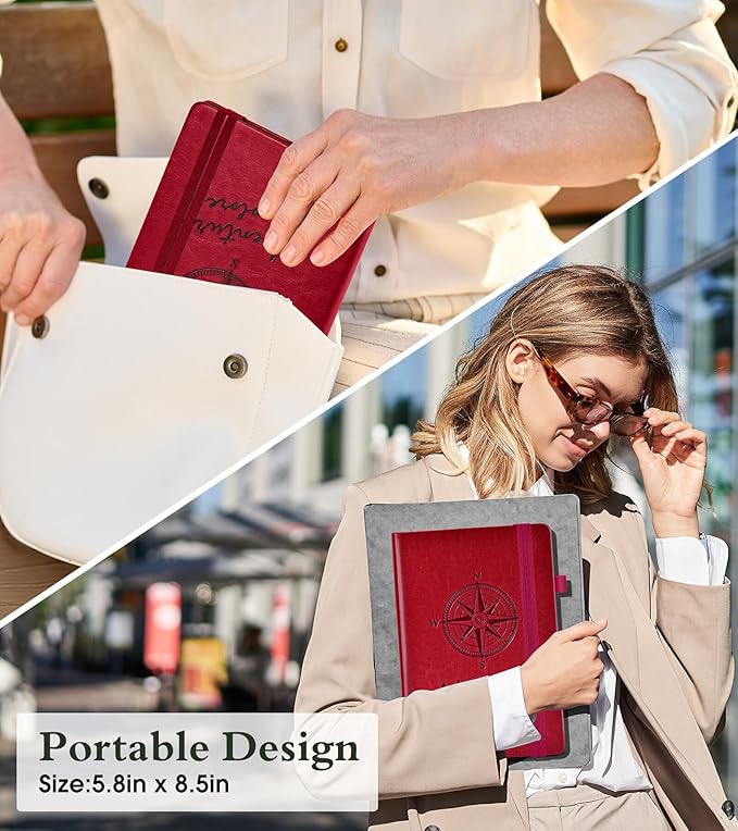 PAIBAS Lined Journal Notebook for Women Men, 160 Pages, A5 Hardcover Vintage Leather Journaling Notebooks for Work, School, Note Taking, Travel, Bible Study,Daily Diary for Writing 5.8"x8.5"(Burgundy)