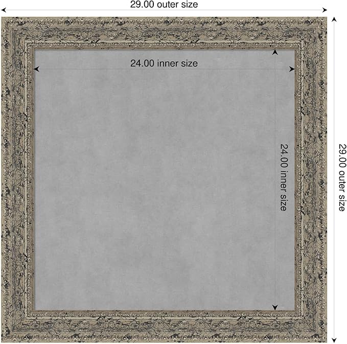 Amanti Art Silver Framed Magnetic Board 29x29 Medium Vision Board for use with Magnets, 100% Metal Sheet to Display Items as Office Decor or for Home Organization in mudroom, Kitchen or Kids Room
