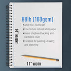 U.S. Art Supply 11"x14" Mixed Media Sketchbook, 2 Pack (60 Sheets), 98 lb (160 GSM) - Spiral-Bound Pad with Perforated Acid-Free Paper - Artist Sketch Book for Drawing, Painting, Watercolor